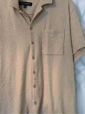 Rustic Souls Beige Seersucker Short-Sleeve Button-Down Shirt